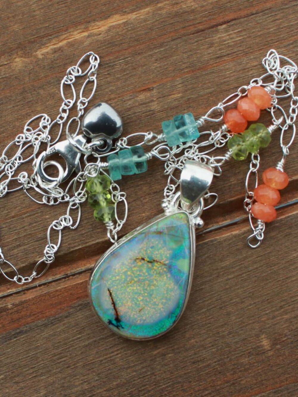 Sterling Opal Necklace 18 inch by Knottedup